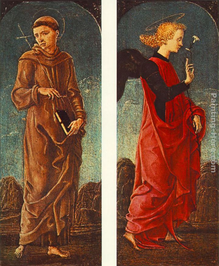 St Francis of Assisi and Announcing Angel (panels of a polyptych) painting - Cosme Tura St Francis of Assisi and Announcing Angel (panels of a polyptych) art painting